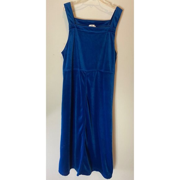 Coldwater Creek Blue Velvet Jumper Dress Sleeveless Wide Leg Petite Medium - Picture 1 of 9
